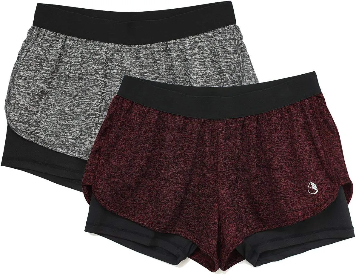 icyzone Running Yoga Shorts for Women - Activewear Workout Exercise Athletic Jogging Shorts 2-in-1