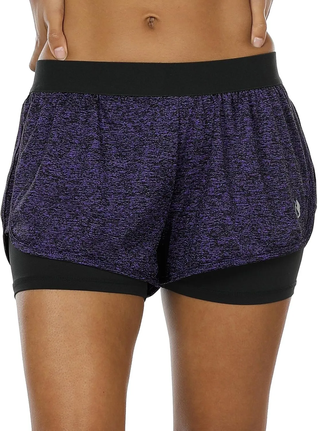 icyzone Running Yoga Shorts for Women - Activewear Workout Exercise Athletic Jogging Shorts 2-in-1