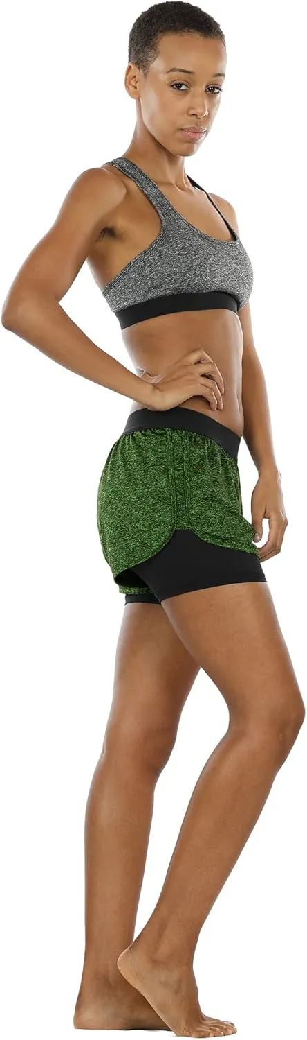 icyzone Running Yoga Shorts for Women - Activewear Workout Exercise Athletic Jogging Shorts 2-in-1