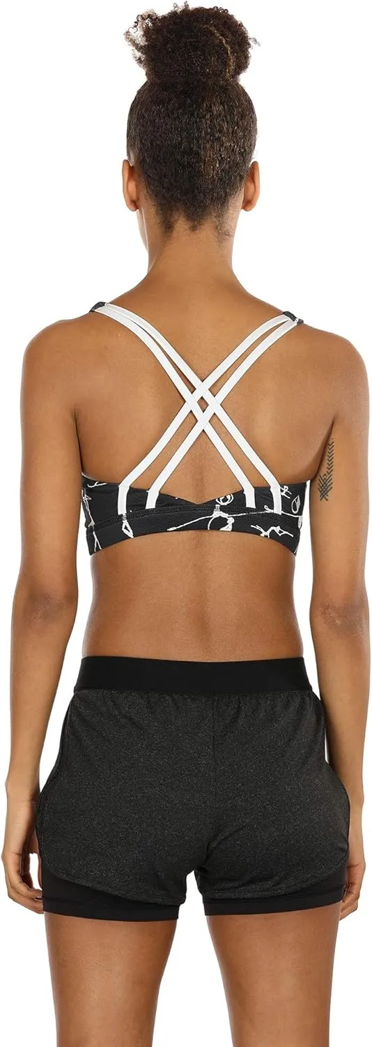 icyzone Running Yoga Shorts for Women - Activewear Workout Exercise Athletic Jogging Shorts 2-in-1