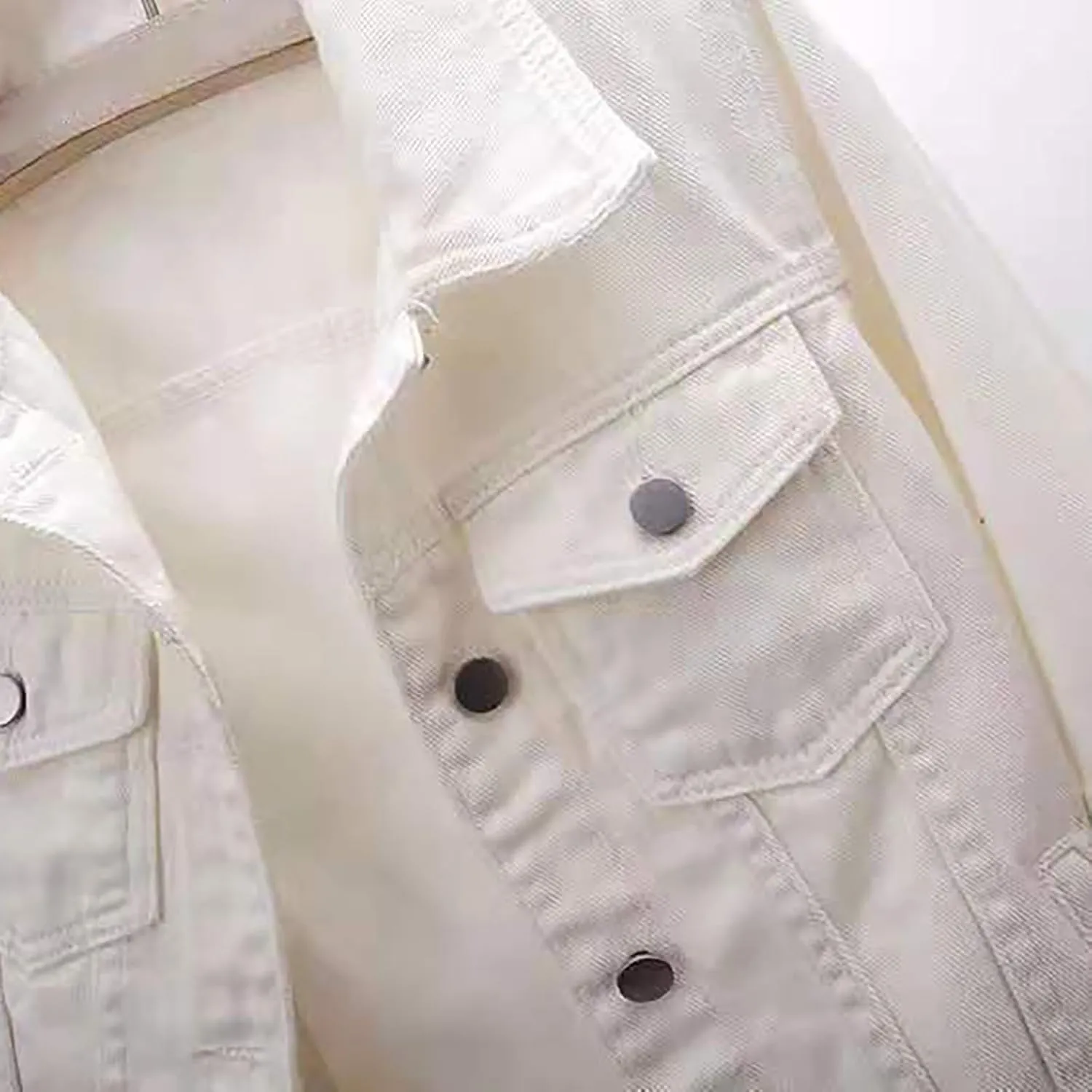 Jean Jacket for Women Trendy 2024 Plus Size 3/4 Sleeve Short Denim Jacket Casual Lapel Button Down Basic Cropped Coat