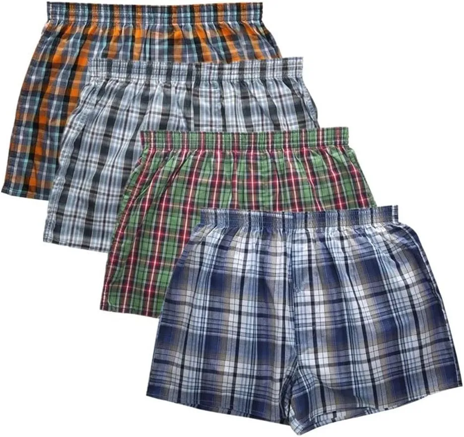 JSEIAJB Classic Plaid Men Pants Casual Boxer 4pcs/lot Mens Cotton Boxers Men's Shorts Underwear
