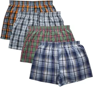 JSEIAJB Classic Plaid Men Pants Casual Boxer 4pcs/lot Mens Cotton Boxers Men's Shorts Underwear