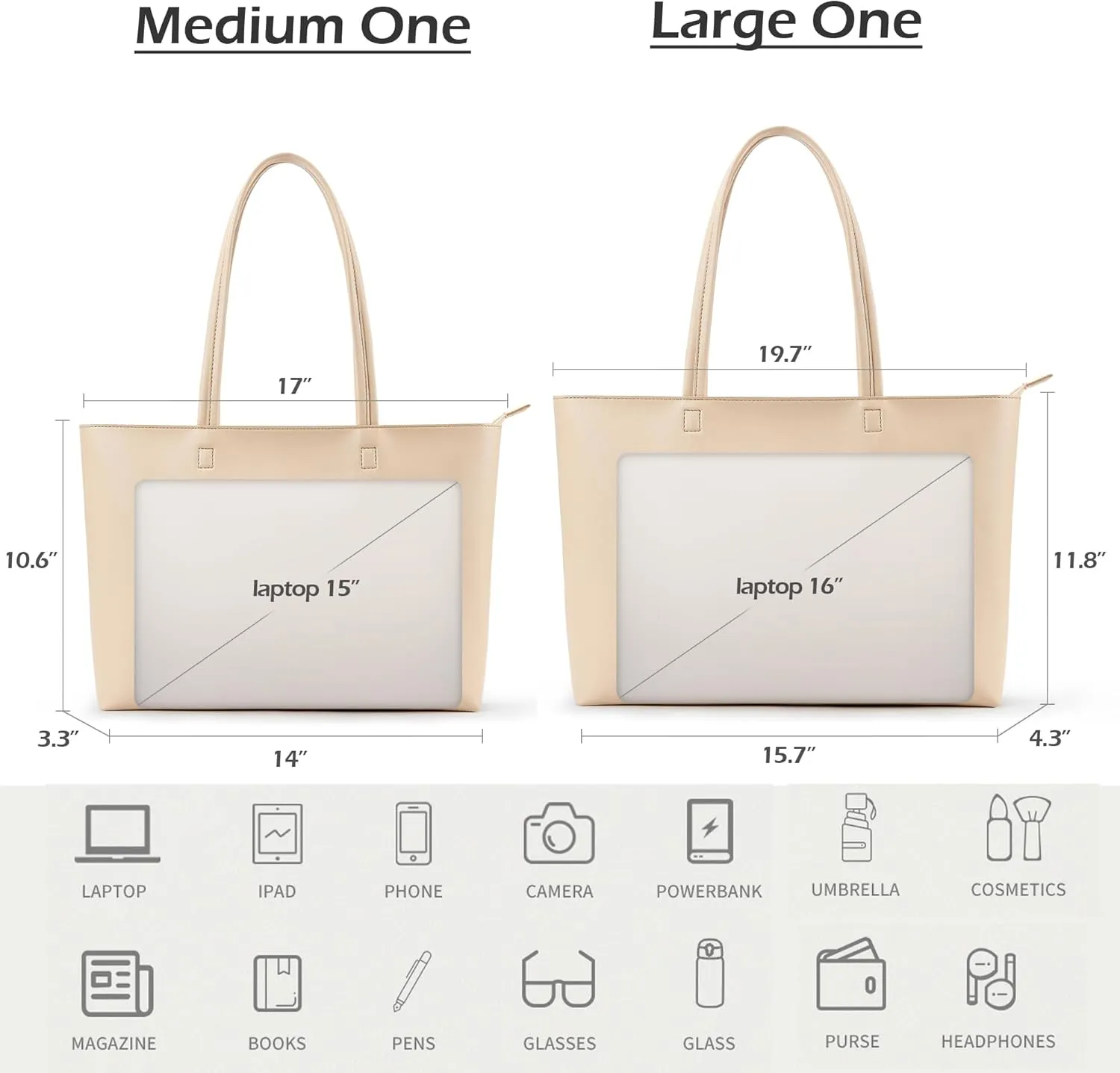 KALIDI Tote Bag Zipper Shoulder Bag Faux Leather Purses Satchel for Women Large Casual Handbag Work Dating College