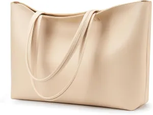 KALIDI Tote Bag Zipper Shoulder Bag Faux Leather Purses Satchel for Women Large Casual Handbag Work Dating College