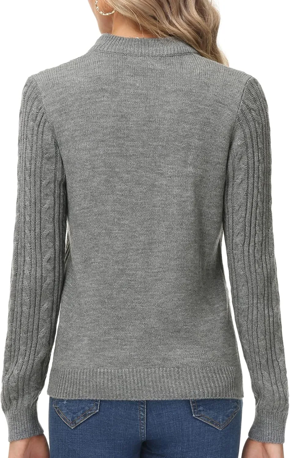 KANCY KOLE Women's Zip Up Cable Knit Sweater Long Sleeve Open Front Cardigan Warm Cardigan with Pockets Outwear Coat