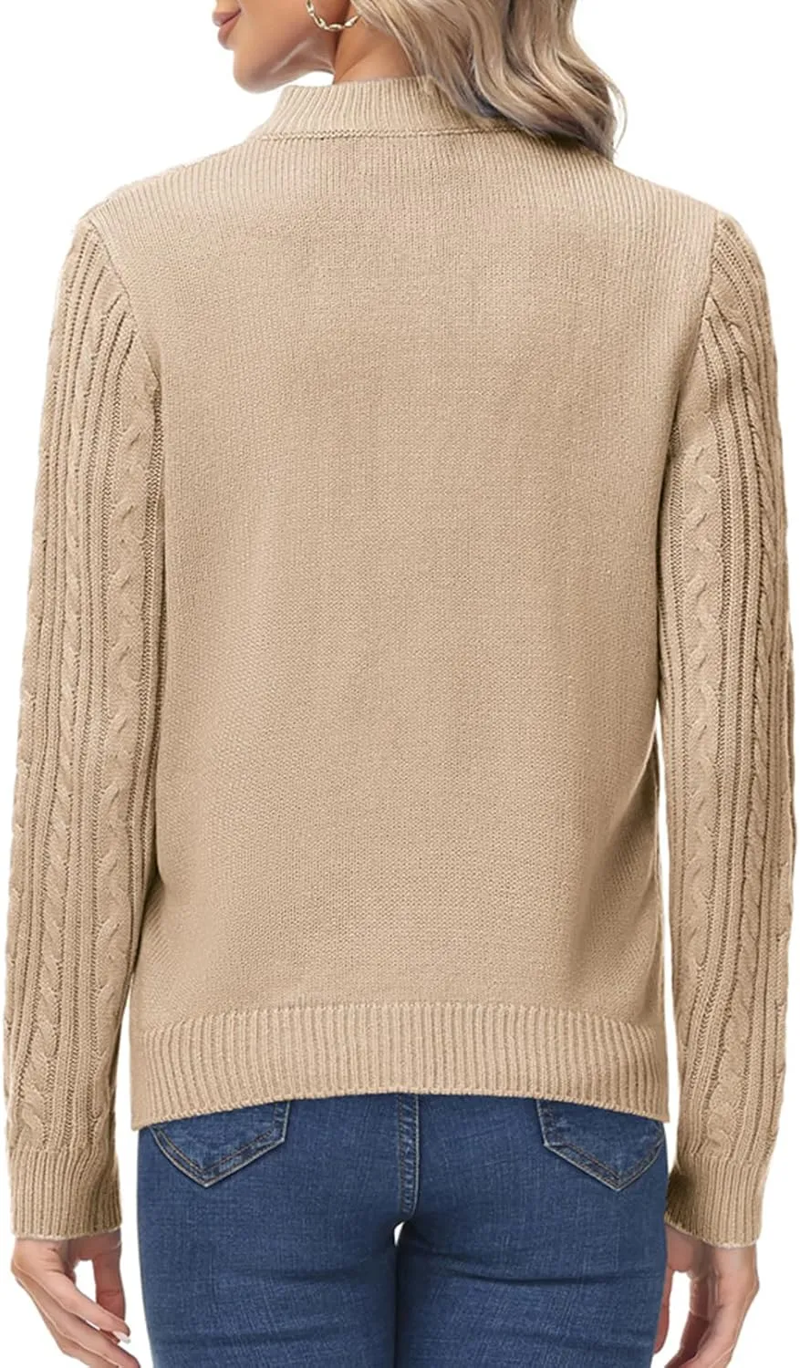 KANCY KOLE Women's Zip Up Cable Knit Sweater Long Sleeve Open Front Cardigan Warm Cardigan with Pockets Outwear Coat