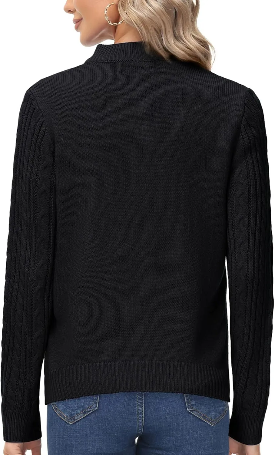 KANCY KOLE Women's Zip Up Cable Knit Sweater Long Sleeve Open Front Cardigan Warm Cardigan with Pockets Outwear Coat