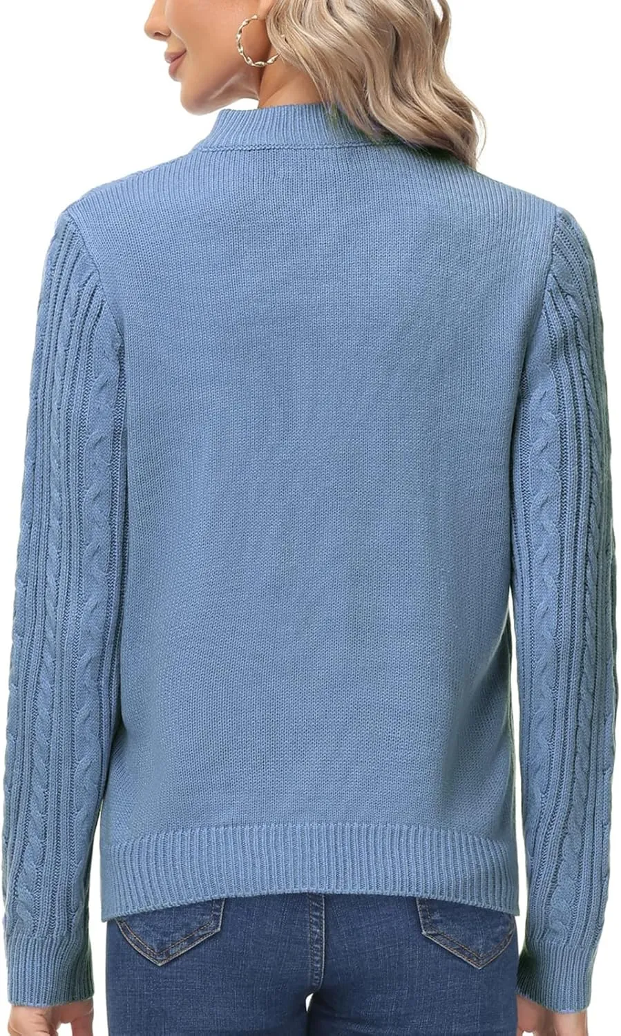 KANCY KOLE Women's Zip Up Cable Knit Sweater Long Sleeve Open Front Cardigan Warm Cardigan with Pockets Outwear Coat