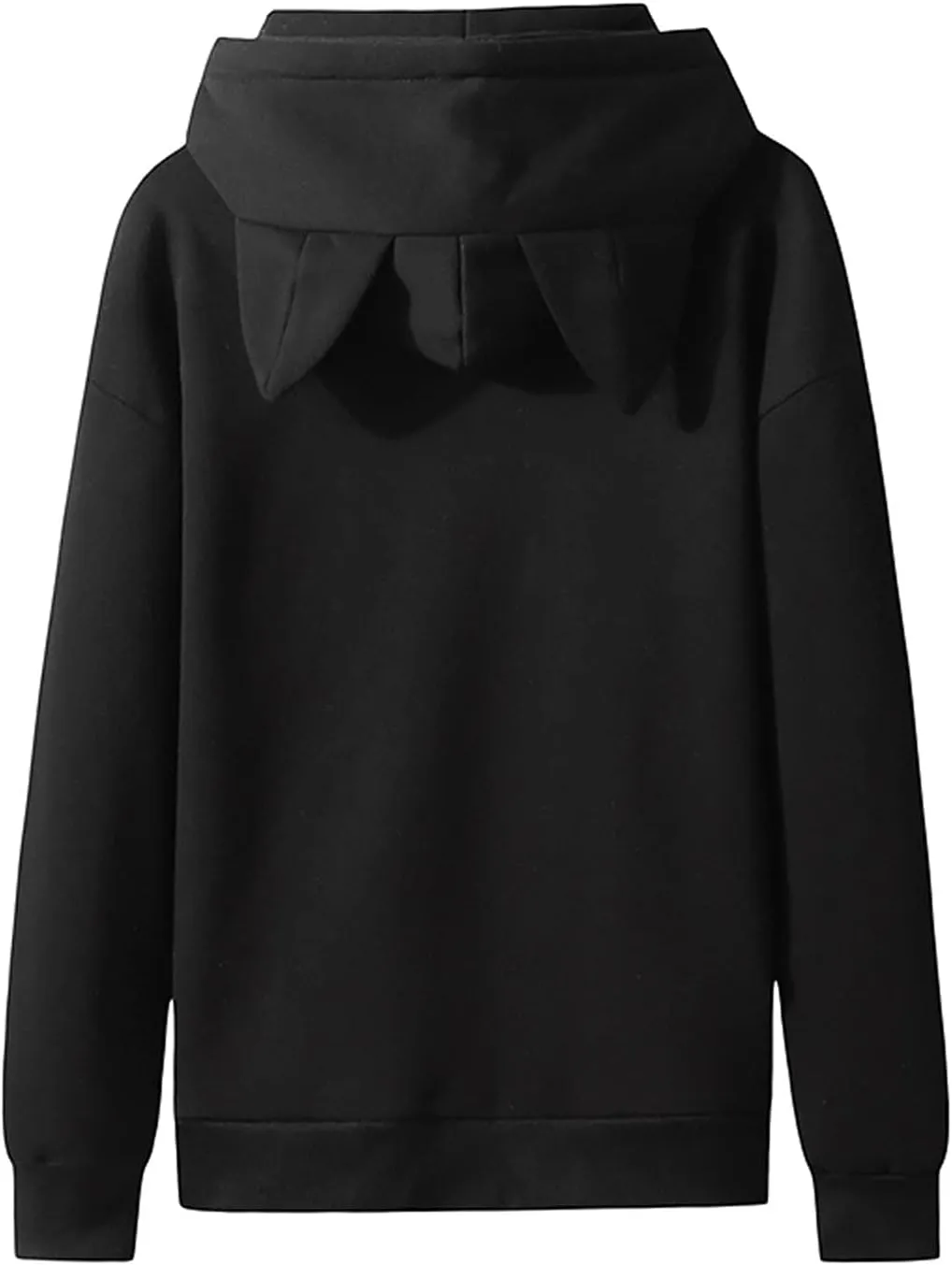 Kawaii Hooded Sweatshirts Cute Cat Ears Hoodies for Men Casual Plain Pullover Drawstring Pocketed Coat Jacket