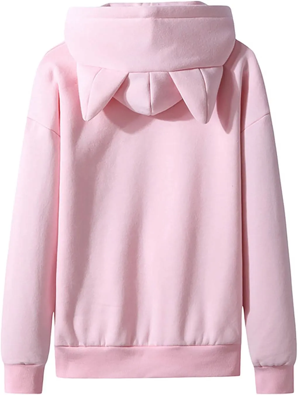 Kawaii Hooded Sweatshirts Cute Cat Ears Hoodies for Men Casual Plain Pullover Drawstring Pocketed Coat Jacket