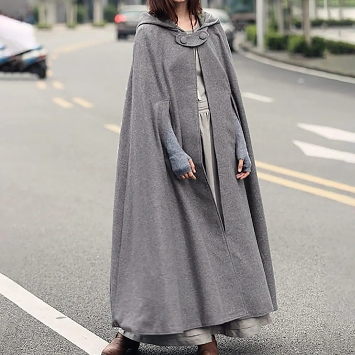 Kuluzego Womens Cardigan Front Cloak Jacket Hoods Cape Shawl Wraps Trench Coats for Women Fall Winter Cloak 2025 Fashion Y2K