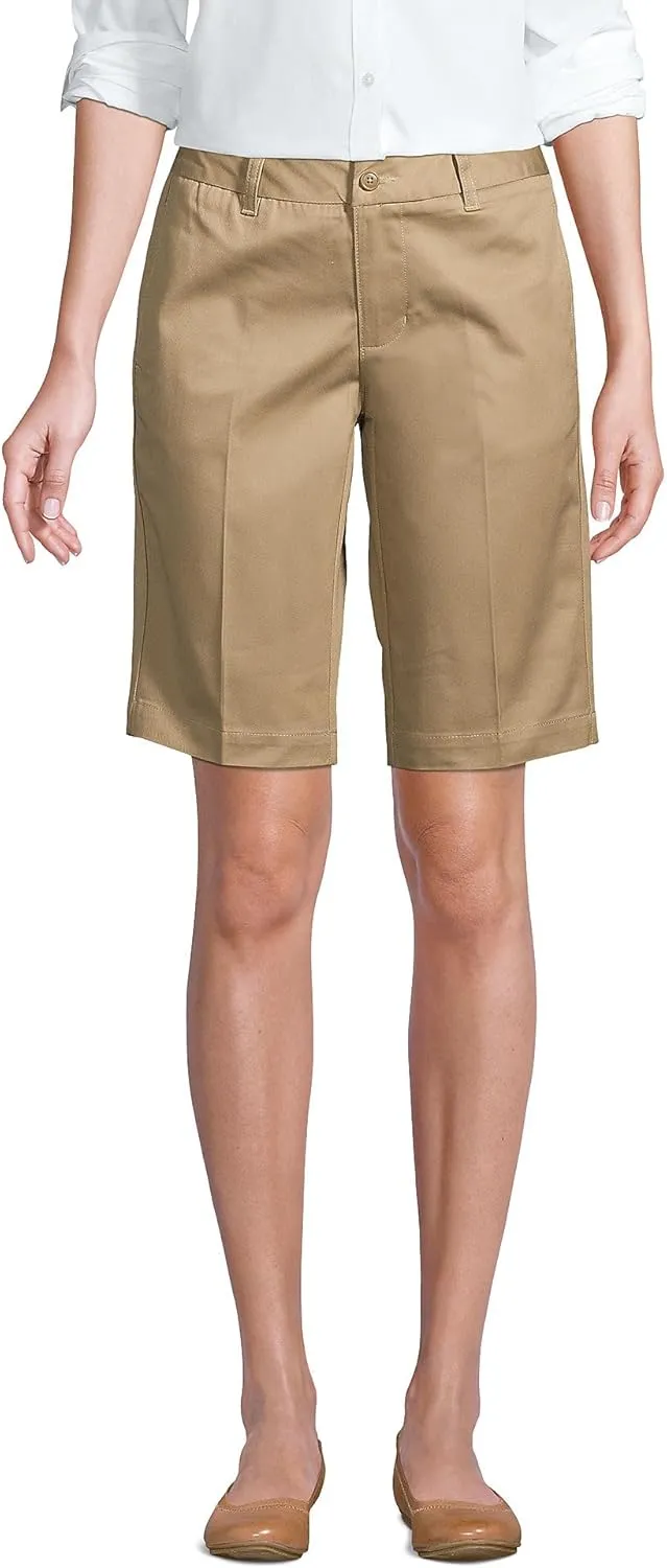 Lands' End School Uniform Young Women's Plain Front Blend Chino Shorts