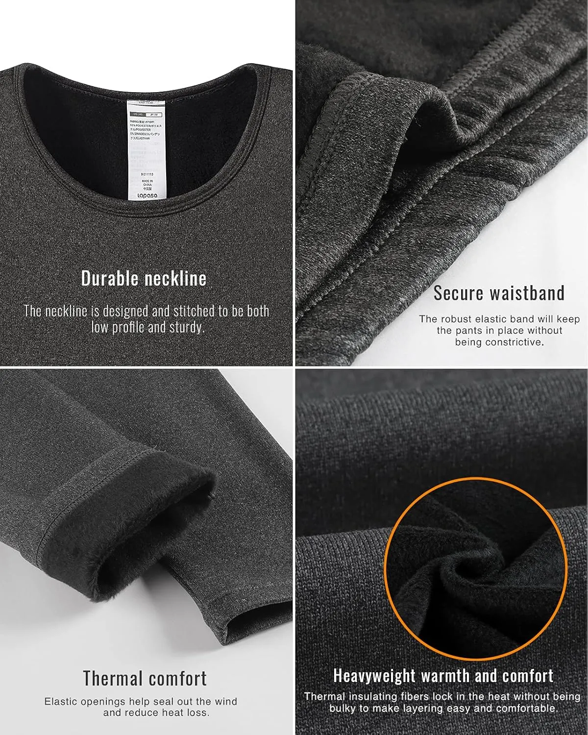 LAPASA Women's Thermal Underwear Set Fleece Lined Long Johns Top & Bottom Soft Base Layer Light/Mid/Heavy Weight L17/ L41/L44