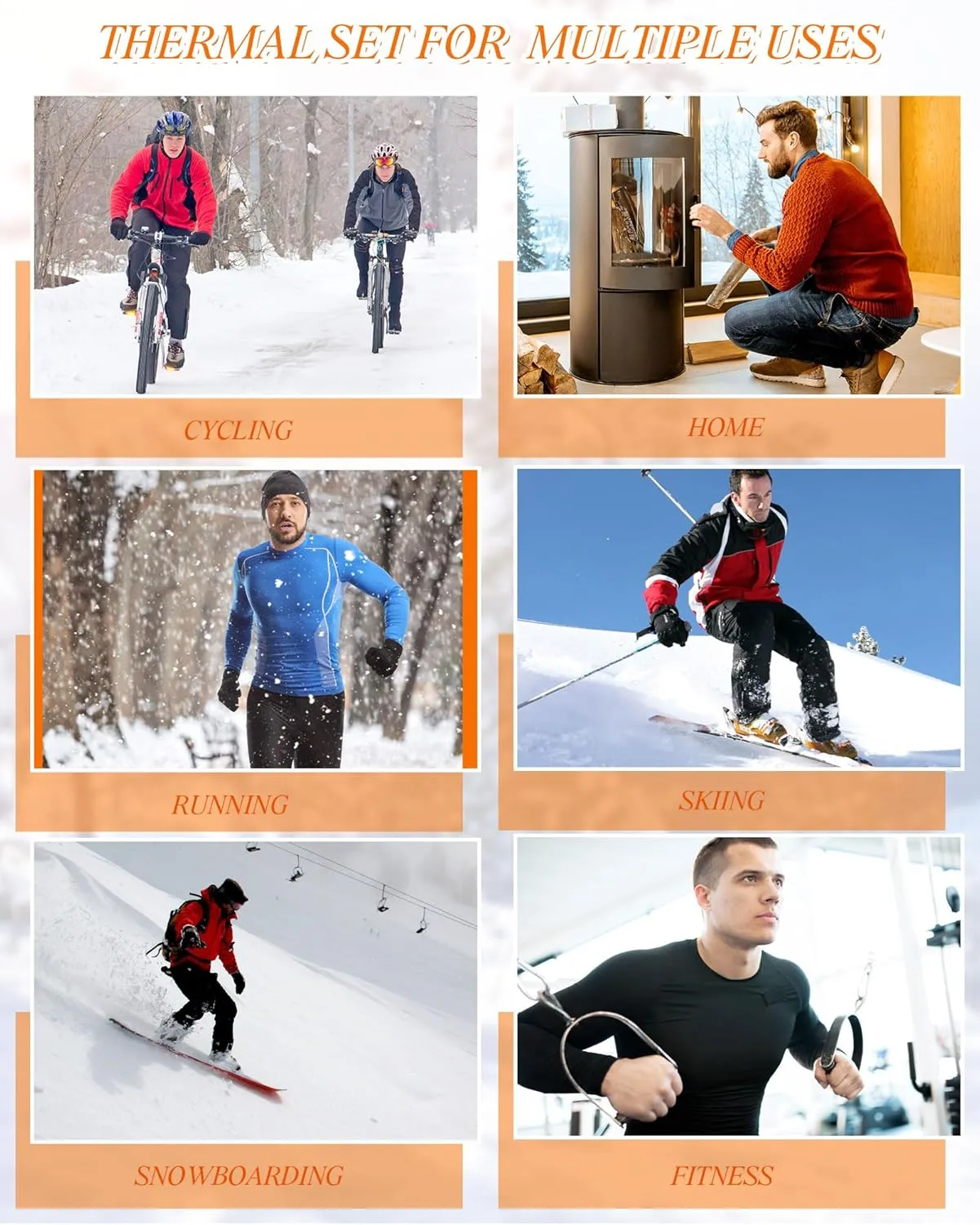 Liitrsh 4 Sets Thermal Underwear Set for Men Sport Long Underwear Fleece Lined Base Layer Quick Dry Top Bottom for Hunting