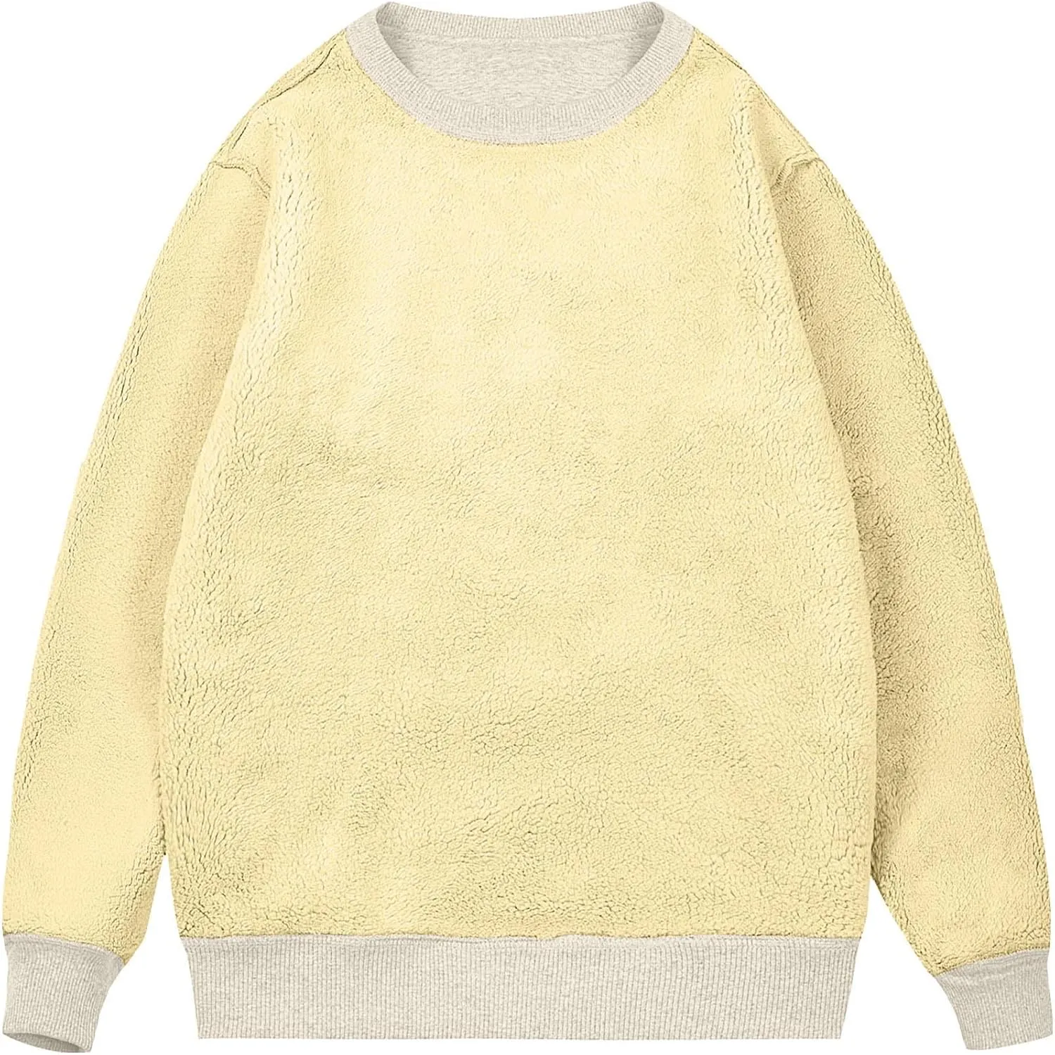 Long Sleeve Shirts for Men Fleece Crewneck Plus Size Sweatshirt Plain Sherpa Lined Thermal Pullover Winter Warm Shirt