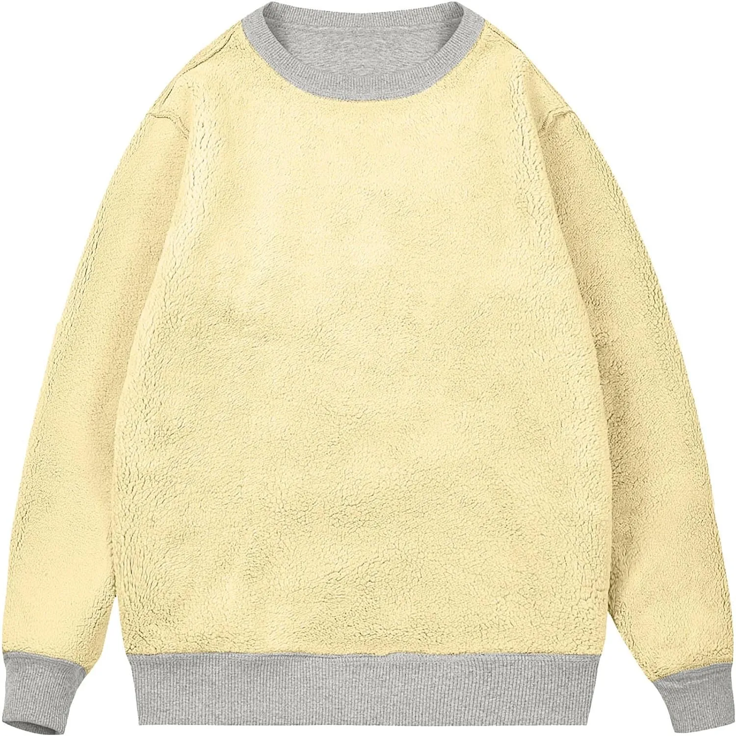Long Sleeve Shirts for Men Fleece Crewneck Plus Size Sweatshirt Plain Sherpa Lined Thermal Pullover Winter Warm Shirt