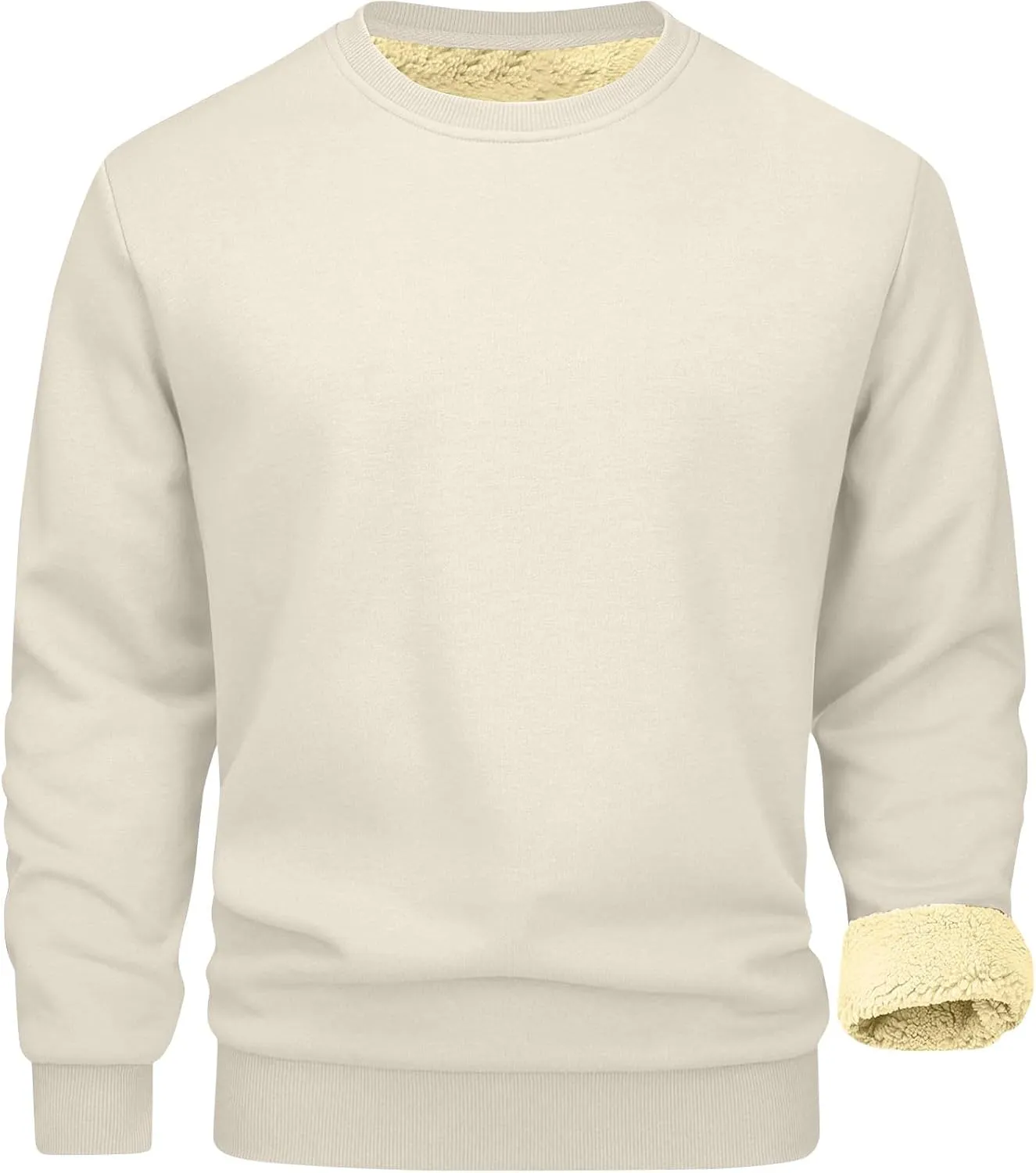 Long Sleeve Shirts for Men Fleece Crewneck Plus Size Sweatshirt Plain Sherpa Lined Thermal Pullover Winter Warm Shirt