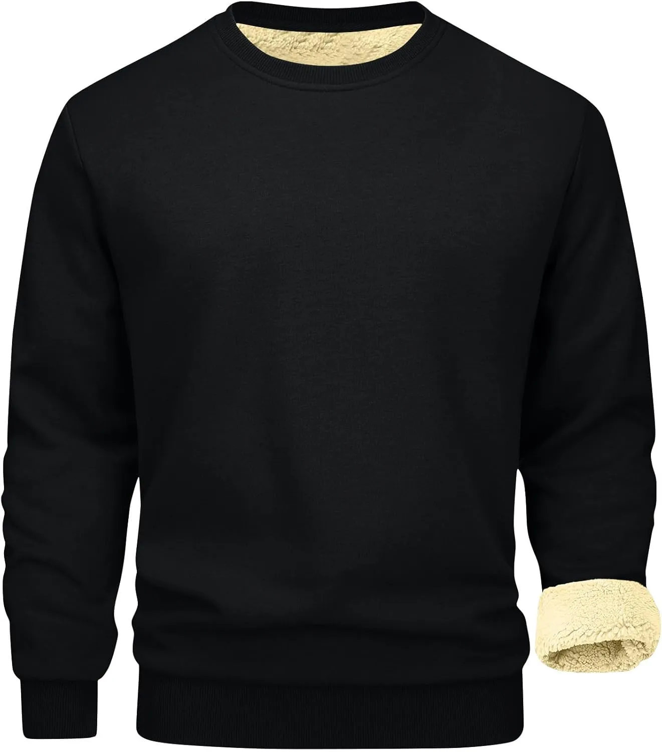 Long Sleeve Shirts for Men Fleece Crewneck Plus Size Sweatshirt Plain Sherpa Lined Thermal Pullover Winter Warm Shirt
