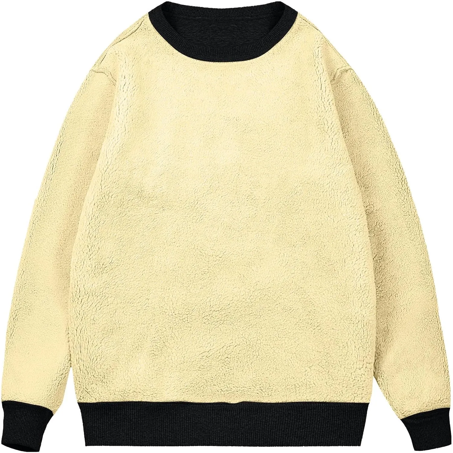Long Sleeve Shirts for Men Fleece Crewneck Plus Size Sweatshirt Plain Sherpa Lined Thermal Pullover Winter Warm Shirt
