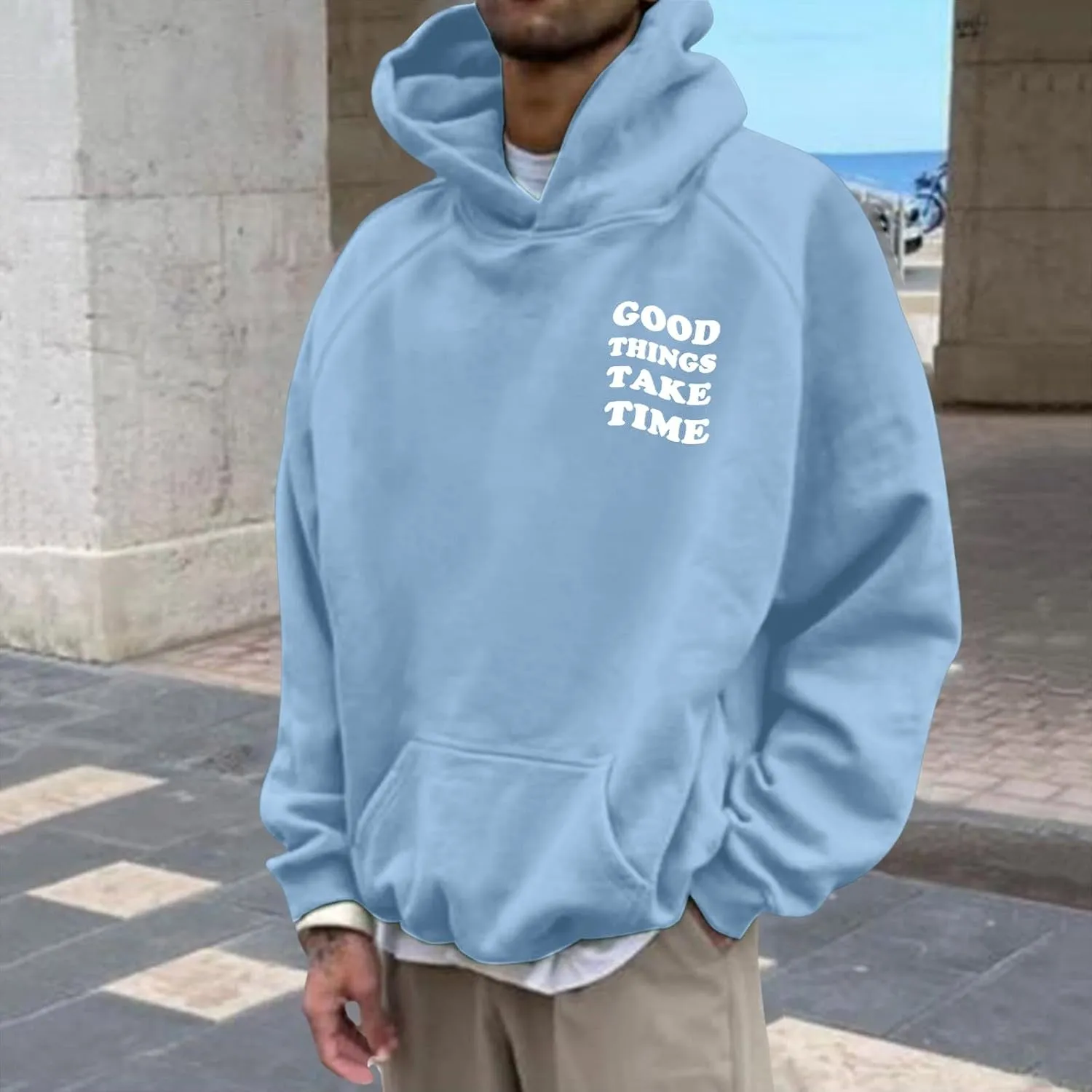 Love Like Jesus Hoodies for Men Letter Graphic Christian Faith Hoodies with Pocket Long Sleeve Drawstring Hooded Sweatshirts