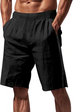 Men Athletic Running Shorts Lightweight Gym Workout Side Split Shorts Athletic Quick Dry Sports Shorts with Pockets