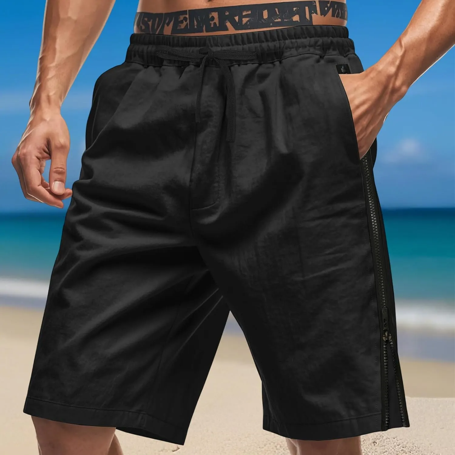 Men Athletic Running Shorts Lightweight Gym Workout Side Split Shorts Athletic Quick Dry Sports Shorts with Pockets