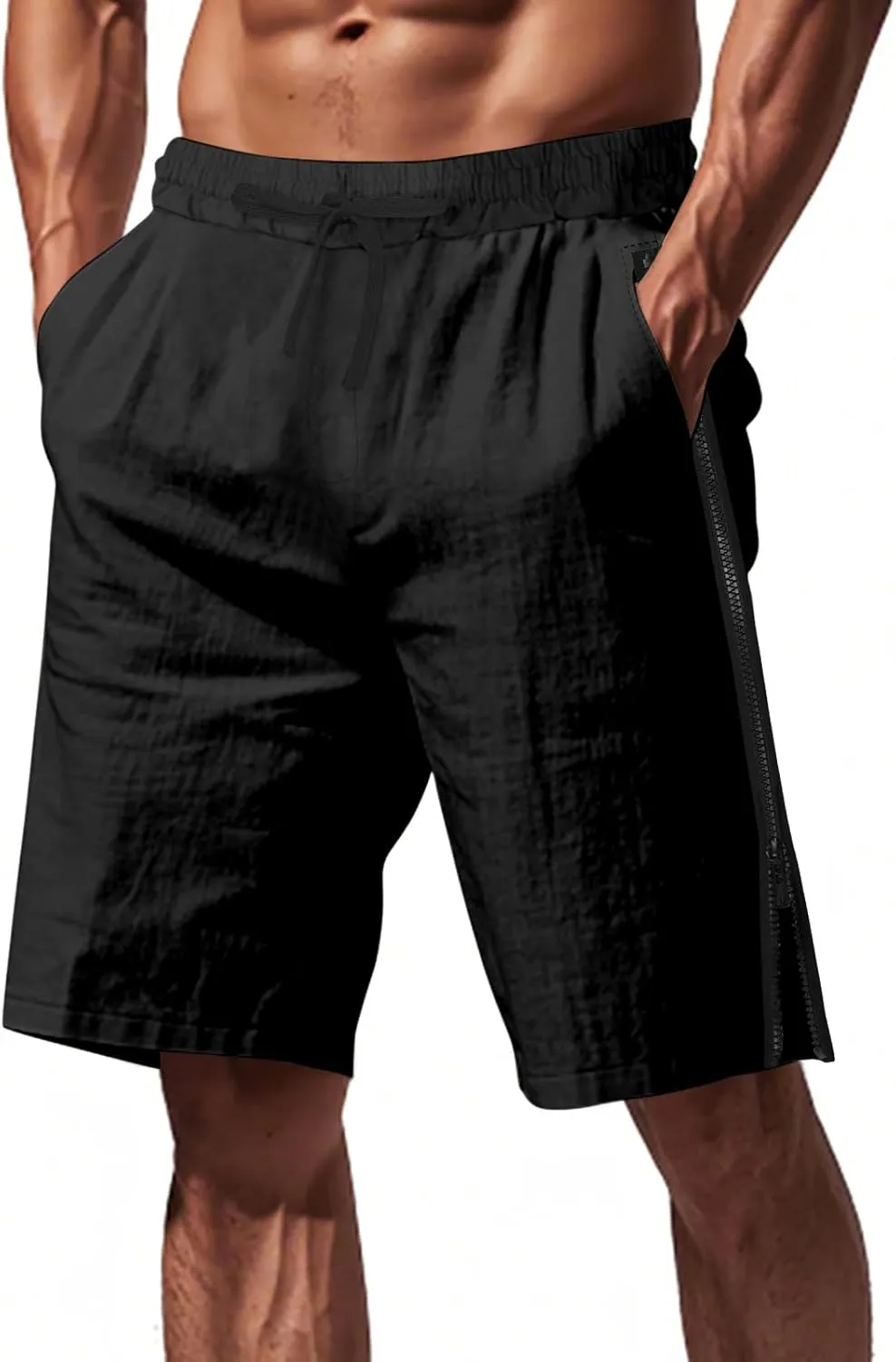 Men Athletic Running Shorts Lightweight Gym Workout Side Split Shorts Athletic Quick Dry Sports Shorts with Pockets