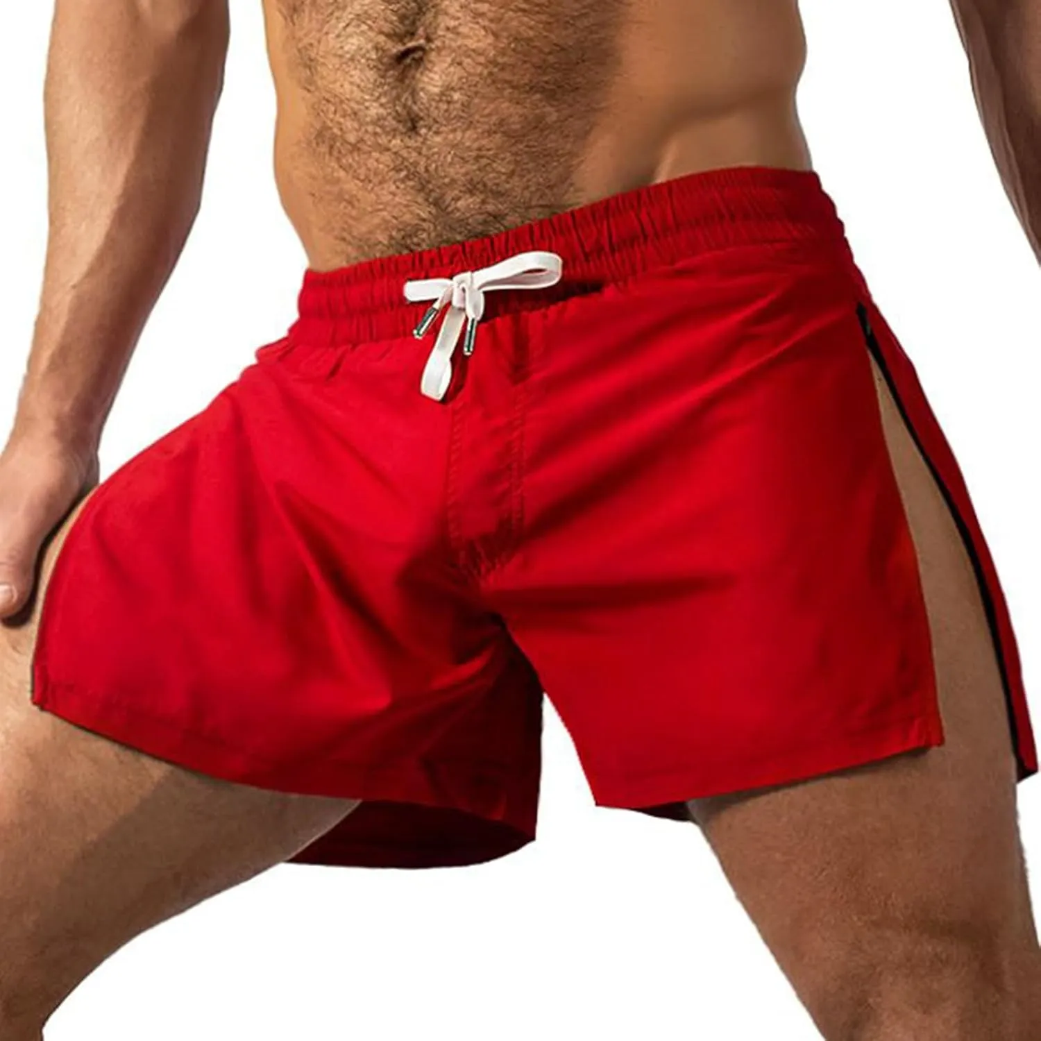 Men Athletic Running Shorts Lightweight Gym Workout Side Split Shorts Athletic Quick Dry Sports Shorts with Pockets