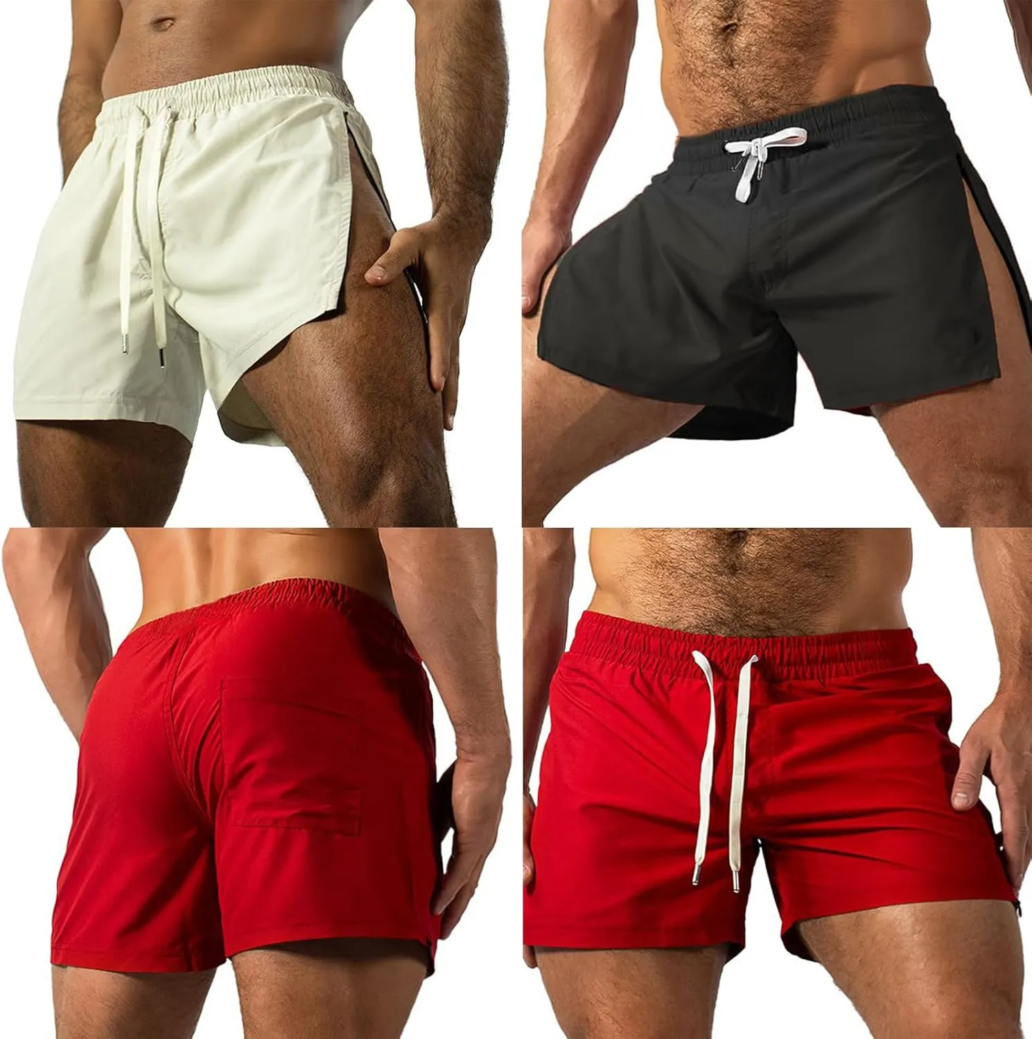 Men Athletic Running Shorts Lightweight Gym Workout Side Split Shorts Athletic Quick Dry Sports Shorts with Pockets