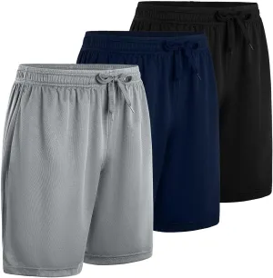 Men Shorts Casual Lightweight Jogging Shorts Quick Dry Gym Running Hiking Shorts with Pockets 3 Pack