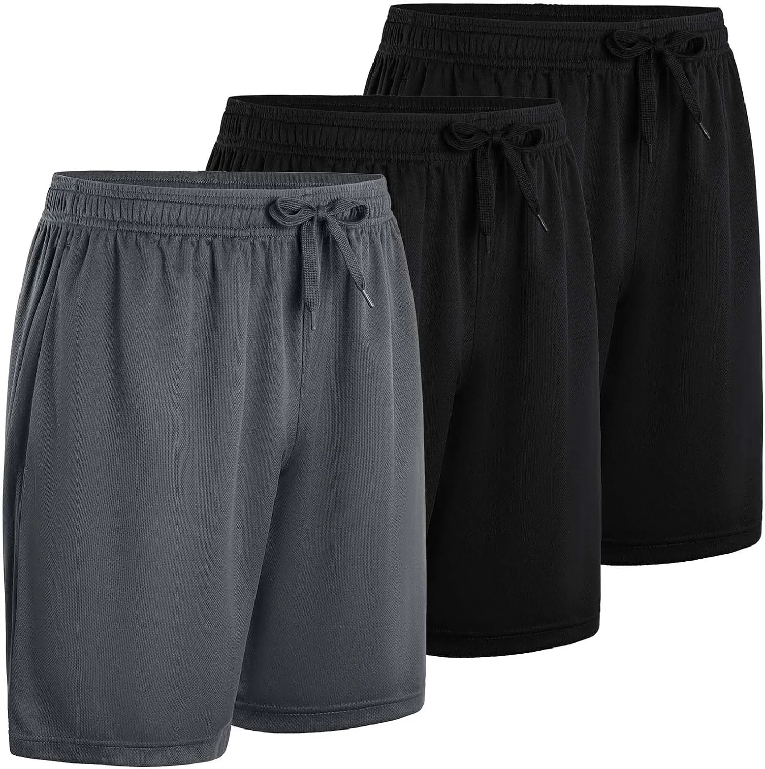 Men Shorts Casual Lightweight Jogging Shorts Quick Dry Gym Running Hiking Shorts with Pockets 3 Pack