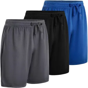 Men Shorts Casual Lightweight Jogging Shorts Quick Dry Gym Running Hiking Shorts with Pockets 3 Pack