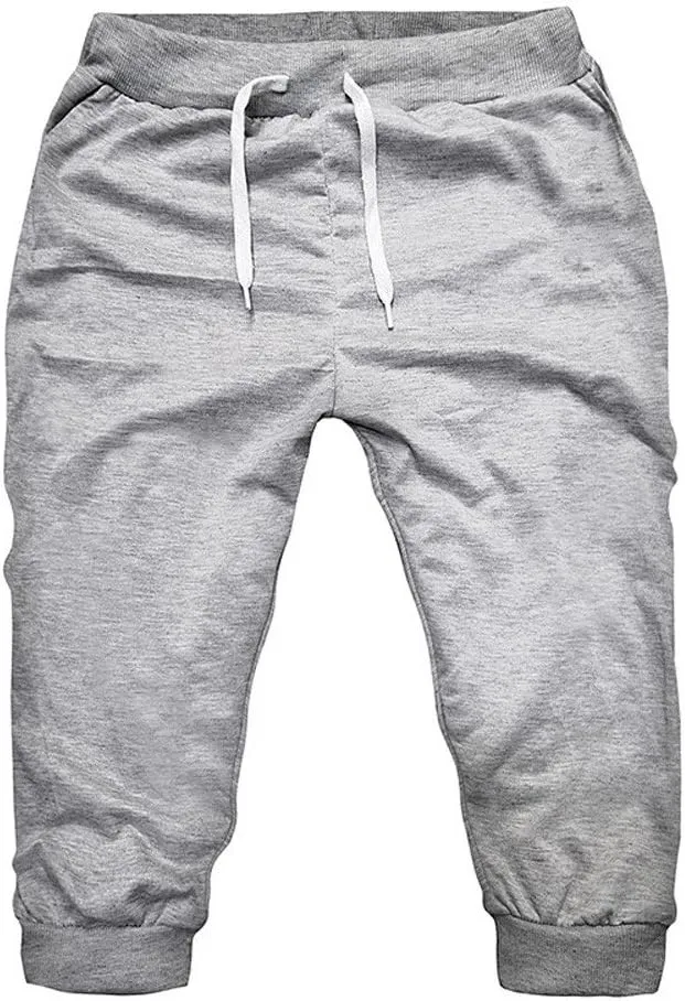 Men's 3/4 Jogger Capri Pants Workout Gym Below Knee Shorts Slim Fit Training Running Workout Capri Joggers Shorts
