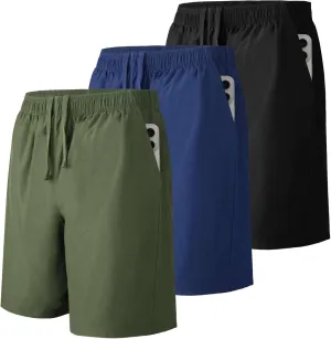Men's Athletic Running Shorts with Zipper Pockets,Pack Dry-Fit Shorts for Men,7 Inch Mens Quick Dry Shorts