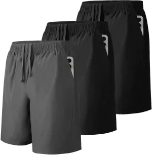 Men's Athletic Running Shorts with Zipper Pockets,Pack Dry-Fit Shorts for Men,7 Inch Mens Quick Dry Shorts