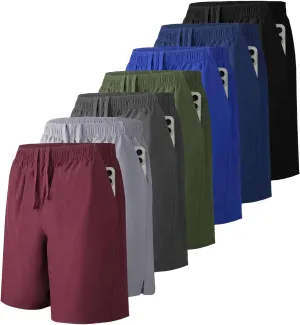 Men's Athletic Running Shorts with Zipper Pockets,Pack Dry-Fit Shorts for Men,7 Inch Mens Quick Dry Shorts