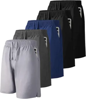 Men's Athletic Running Shorts with Zipper Pockets,Pack Dry-Fit Shorts for Men,7 Inch Mens Quick Dry Shorts