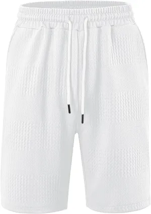 Mens Athletic Shorts Waffle Texture Gym Shorts Lightweight Quick Dry Shorts for Sports Training Running