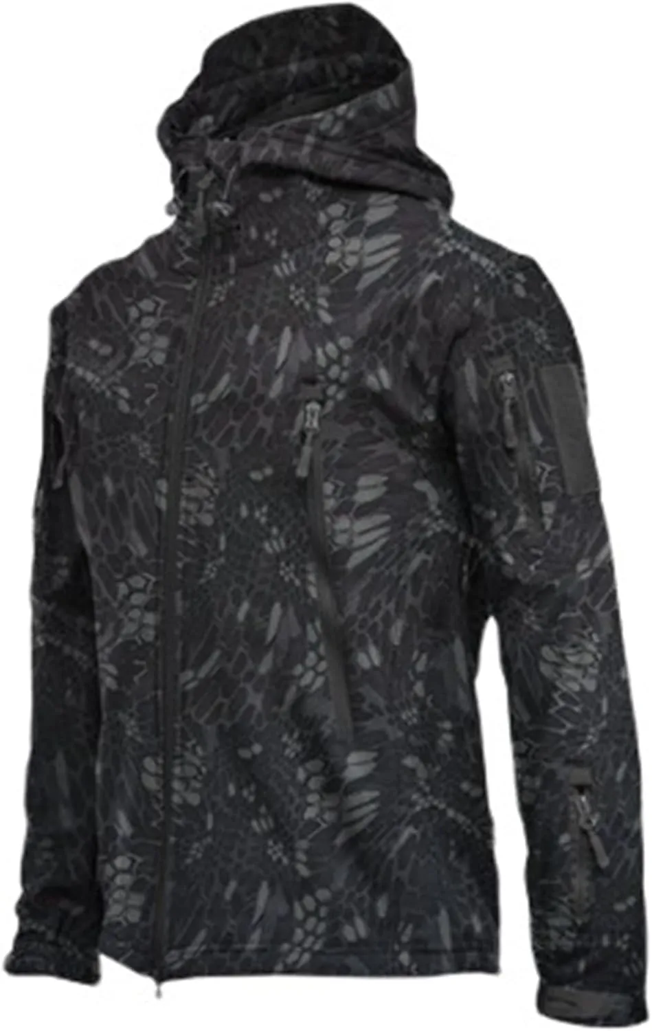 Mens Camouflage Rain Jacket Outdoor Softshell Fleece Lined Hunting Hiking Fishing Waterproof Windbreaker Hooded Jacket
