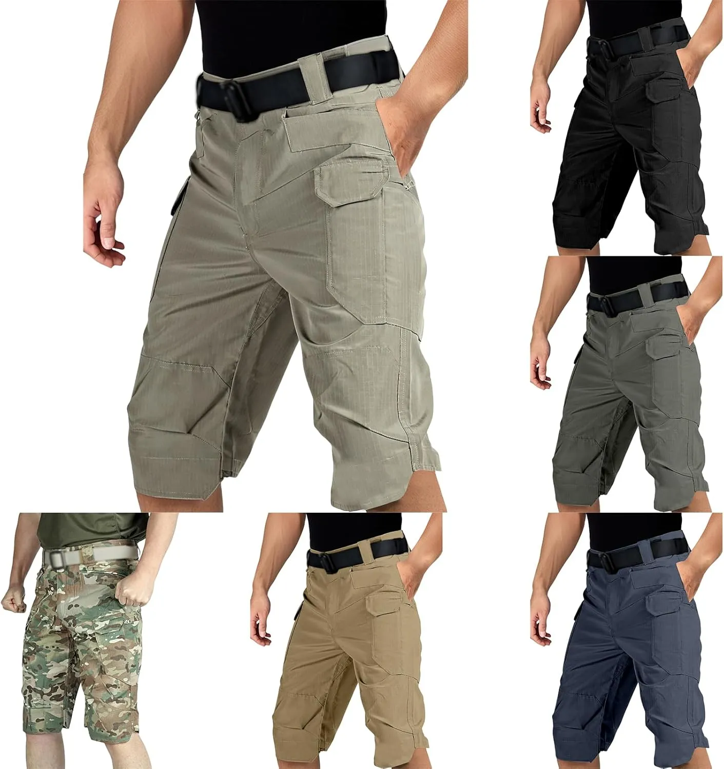 Mens Classic Tactical Shorts Summer Combat Cargo Shorts Outdoor Water-Resistant Hiking Pants with Multiple Pockets