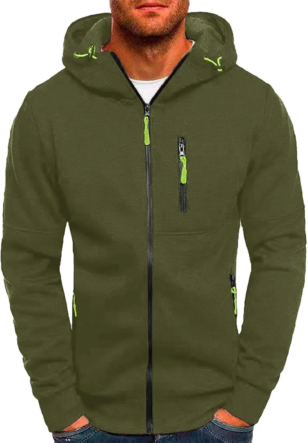 Men's Full Zip Heavyweight Hoodie Men's Spring And Autumn Long Sleeve Half Zip Sportswear Men's Pullover Club Hoodie