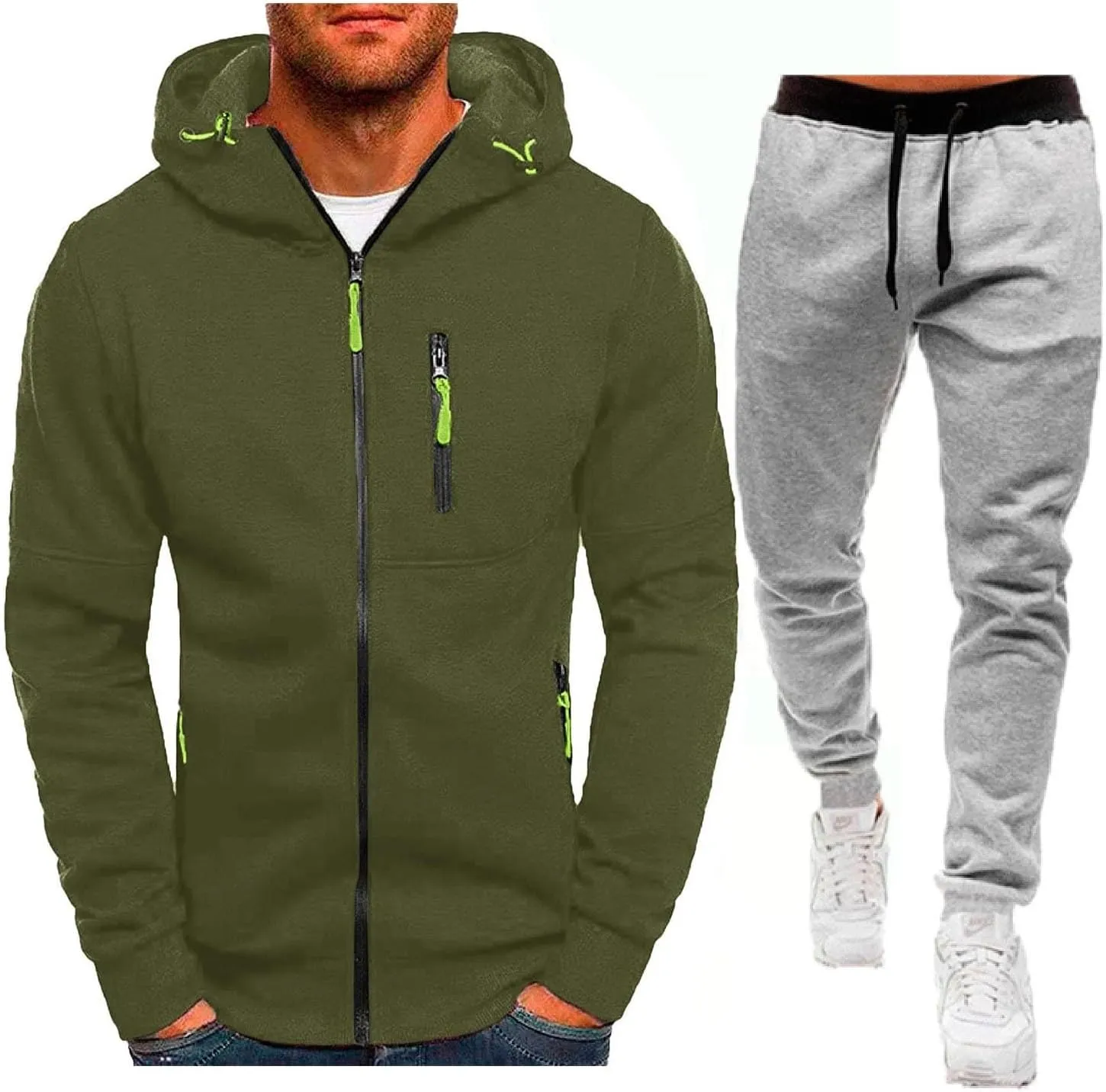 Men's Full Zip Heavyweight Hoodie Men's Spring And Autumn Long Sleeve Half Zip Sportswear Men's Pullover Club Hoodie