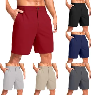 Men's Golf Shorts Button Up Zipper Casual Shorts Solid Color Straight Leg Pants Regular Fit Simple Stretch Pants