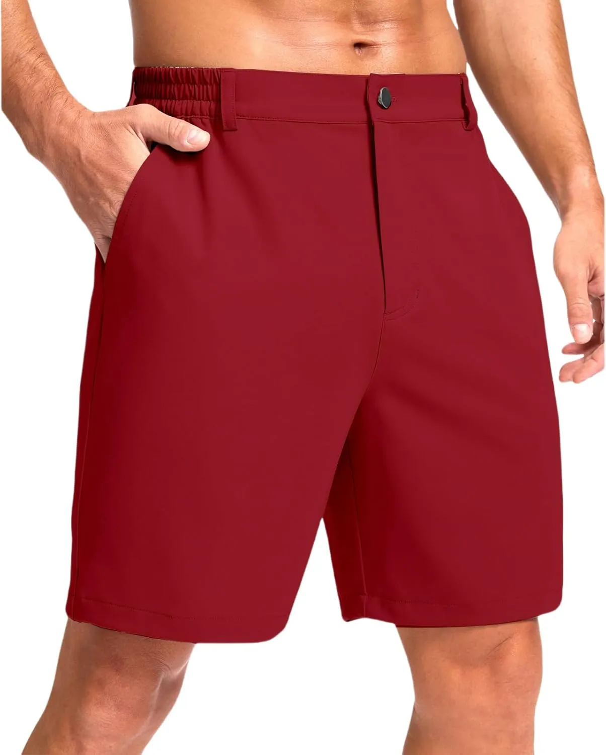 Men's Golf Shorts Button Up Zipper Casual Shorts Solid Color Straight Leg Pants Regular Fit Simple Stretch Pants