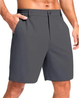 Men's Golf Shorts Button Up Zipper Casual Shorts Solid Color Straight Leg Pants Regular Fit Simple Stretch Pants