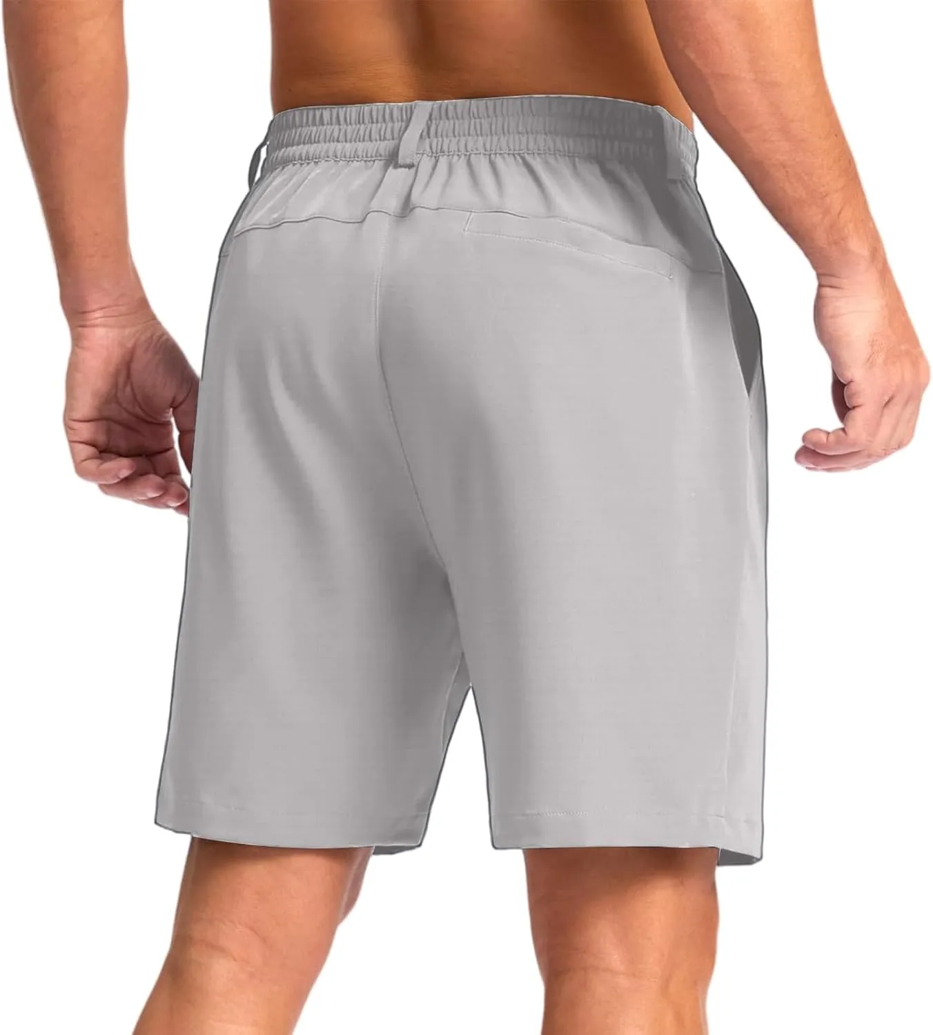 Men's Golf Shorts Button Up Zipper Casual Shorts Solid Color Straight Leg Pants Regular Fit Simple Stretch Pants