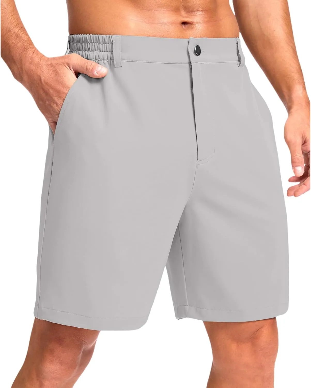 Men's Golf Shorts Button Up Zipper Casual Shorts Solid Color Straight Leg Pants Regular Fit Simple Stretch Pants