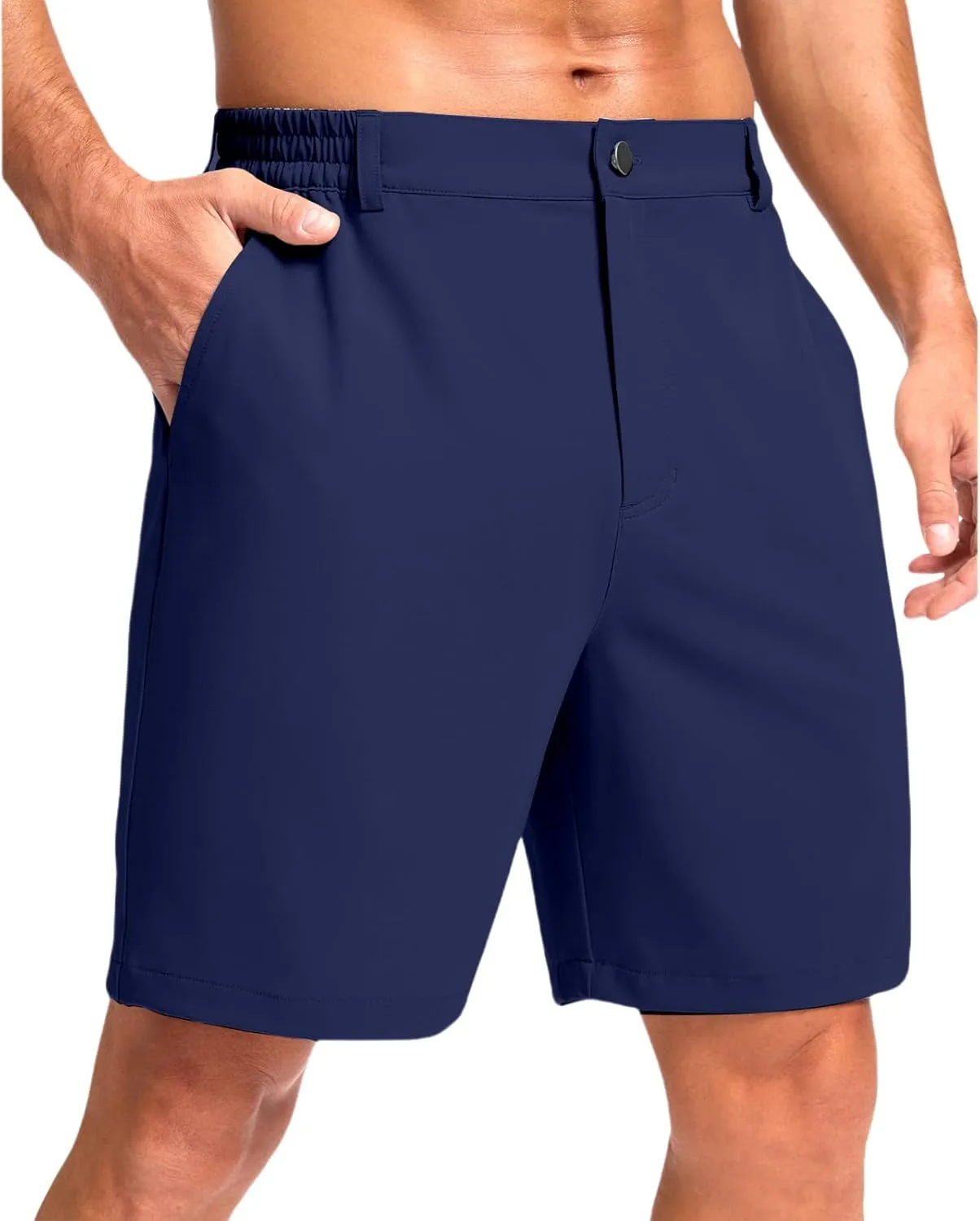 Men's Golf Shorts Button Up Zipper Casual Shorts Solid Color Straight Leg Pants Regular Fit Simple Stretch Pants