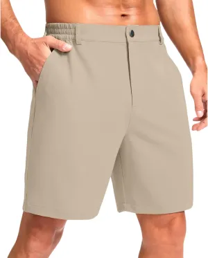 Men's Golf Shorts Button Up Zipper Casual Shorts Solid Color Straight Leg Pants Regular Fit Simple Stretch Pants
